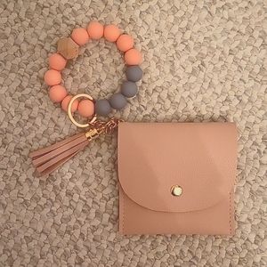 Wristlet Beaded Keychain Wallet w/ Card Holders